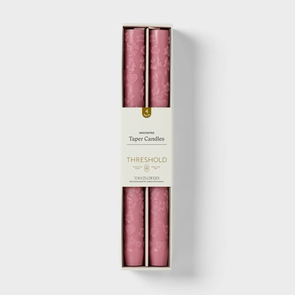 4pk nwt Valentine's Taper Candle Set Rose Pink - Threshold